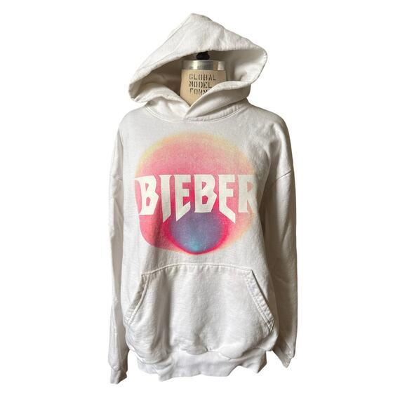 Justin Bieber Justice World Tour Graphic White Hoodie Size XL - Picture 1 of 5